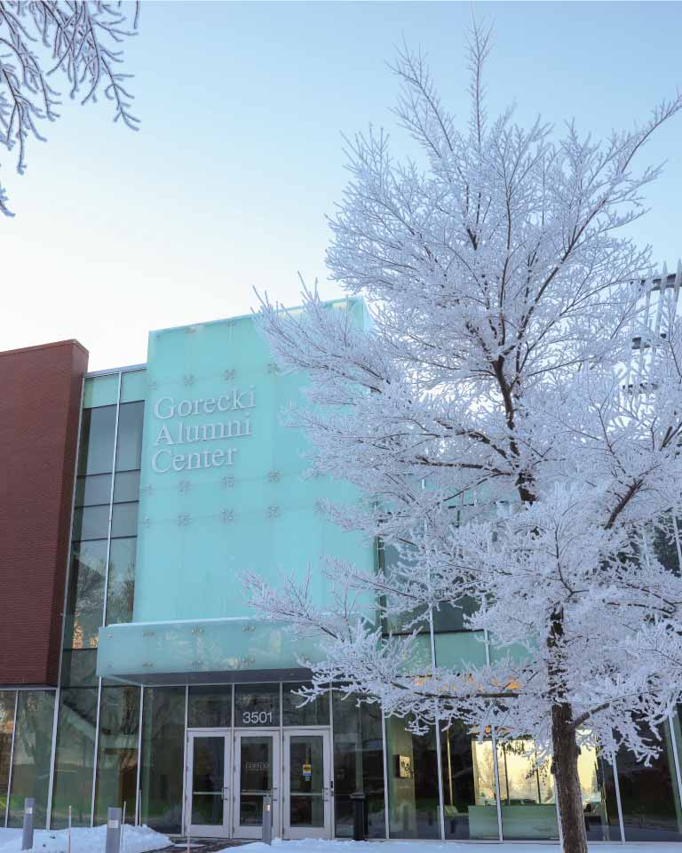 gorecki alumni center in winter