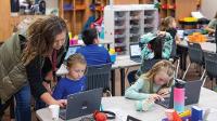 2nd Grade Teacher Nicole Brew works with her students. 