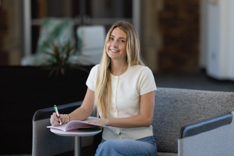 UND Student writing
