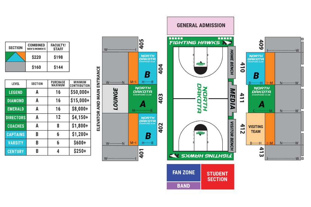 Champions Club Seating Chart at the Betty 