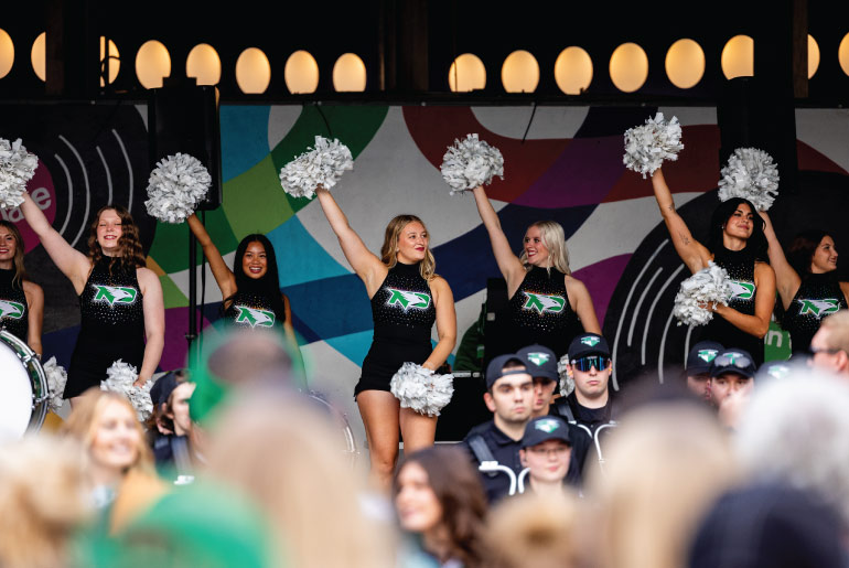 UND Cheerleaders at the Pep Rally