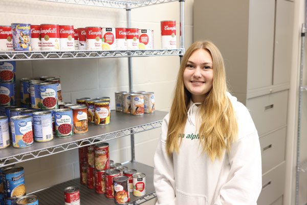 Student in the food pantry