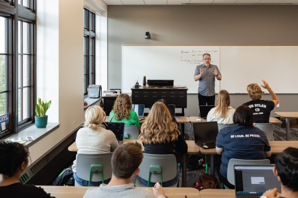 Professor teaching in a classroom