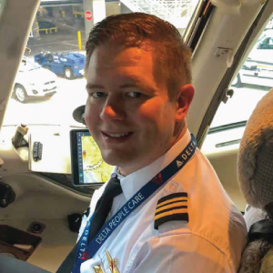 pilot in cockpit