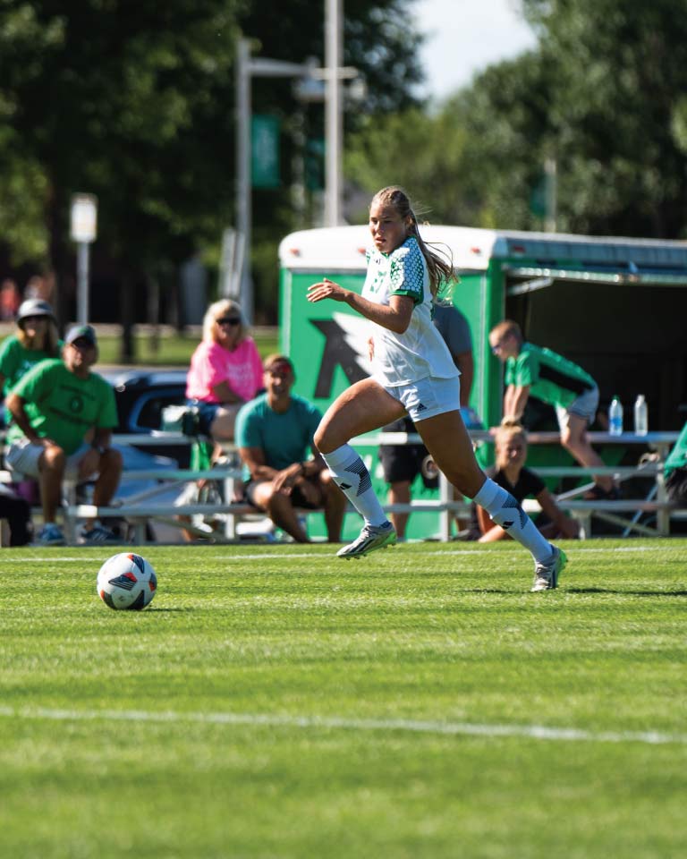 Woman playing soccer