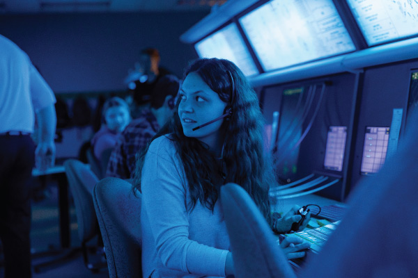 Student in the Air Traffic Control Lab