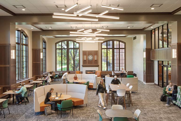 Renovated student study area at the Chester Fritz Library