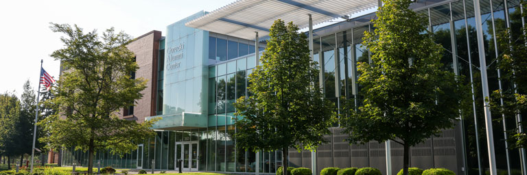 Outside of the Gorecki Alumni Center