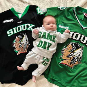 Baby Gabriel pictured in his UND gear