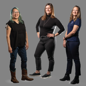 three women on white background