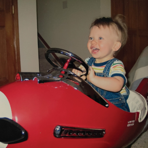 young aiden potter playing with a toy airplane