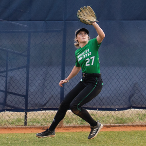 woman catching softball