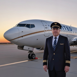 man stands in front of airplane