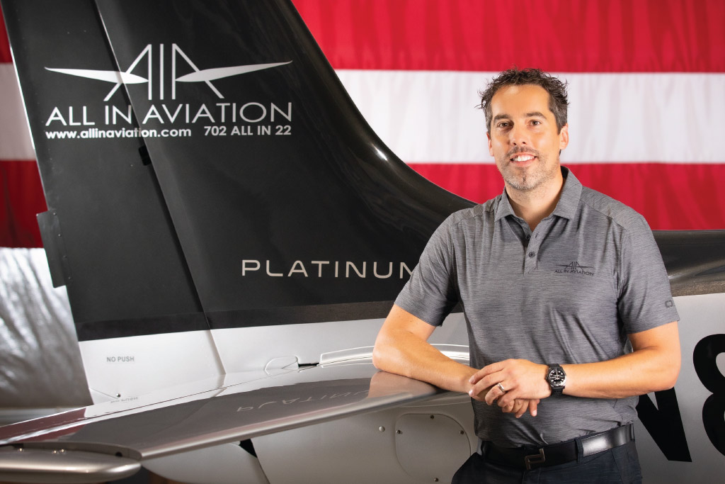 Paul Sallach pictured with an All in Aviation Aircraft