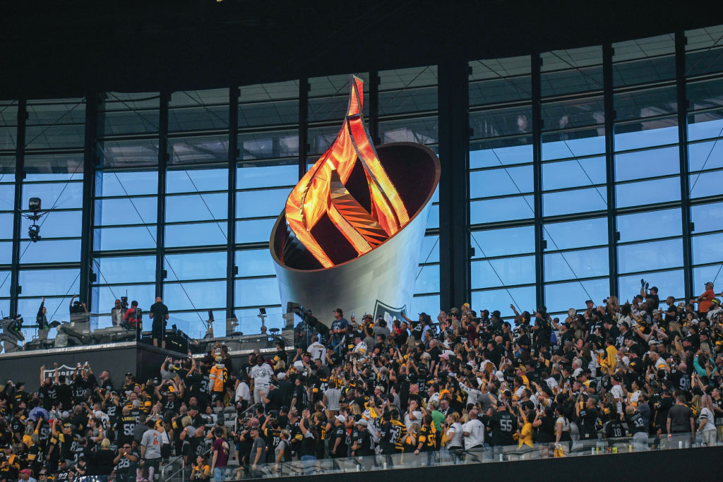 large torch in football stadium