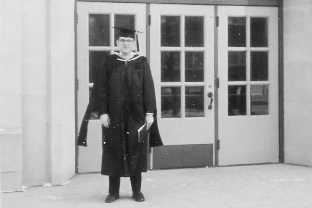 Fred Bartz on his Graduation Day in a cap and gown