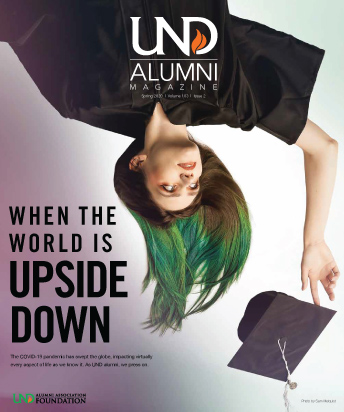 Kate Long was featured on the cover of the Spring 2020 UND Alumni Magazine.