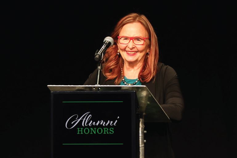 Sarah Vogel speaking at the Alumni Awards Banquet