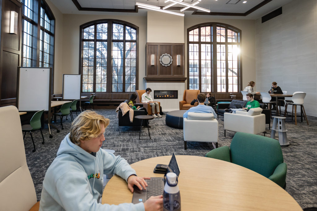 students studying in the updated fishbowl