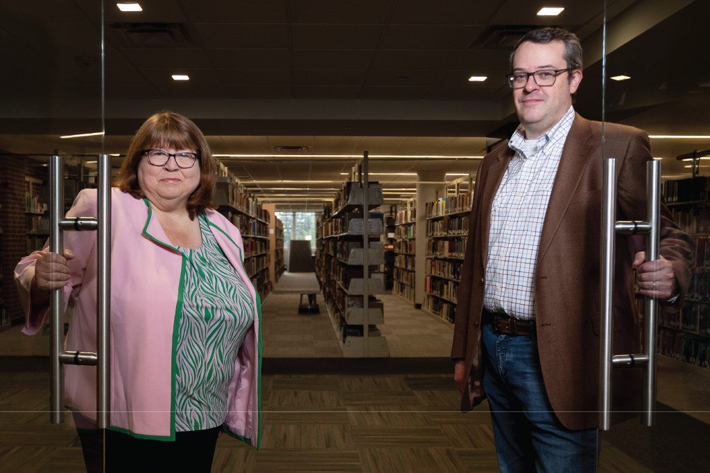 Rebecca Bichel and Brian Garrison of the Chester Fritz Library