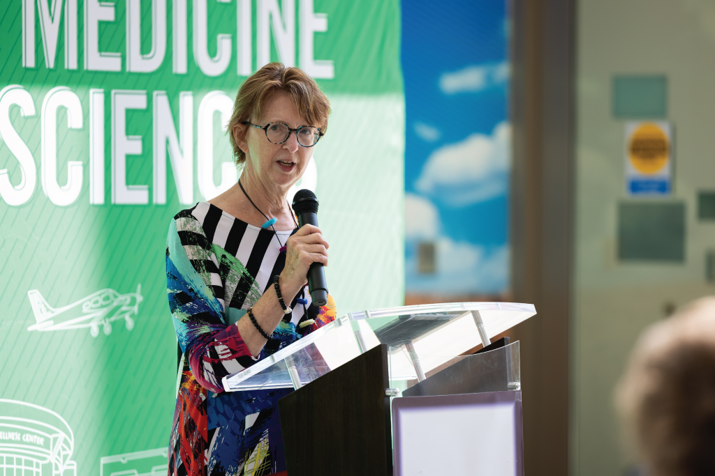 Dr. Suzette Peltier speaking at Peltier Atrium Dedication