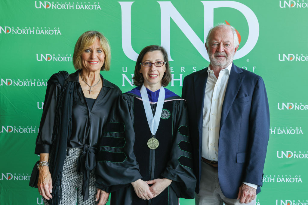 Rick and Jody Burgum pictured with Dr. Simona Barbu, Endowed Music Chair.